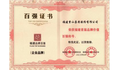 喜訊 | 紫山集團(tuán)榮獲福建首屆品牌價(jià)值百強(qiáng)稱號